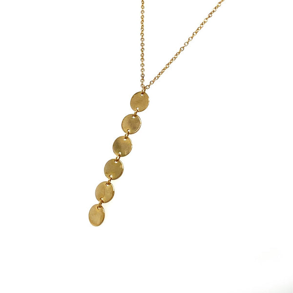 9ct Yellow Gold Circular Drop Pendant with Trace Chain Necklet 