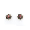 Sterling Silver Marcasite And Garnet Flower Earrings