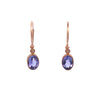 9ct Rose Gold Oval Tanzanite Bezel Set Drop Earrings