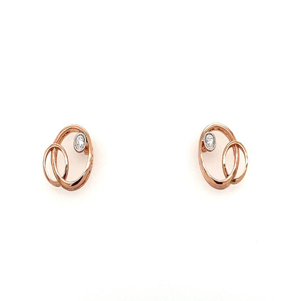 9ct Rose Gold Diamond Set Earrings