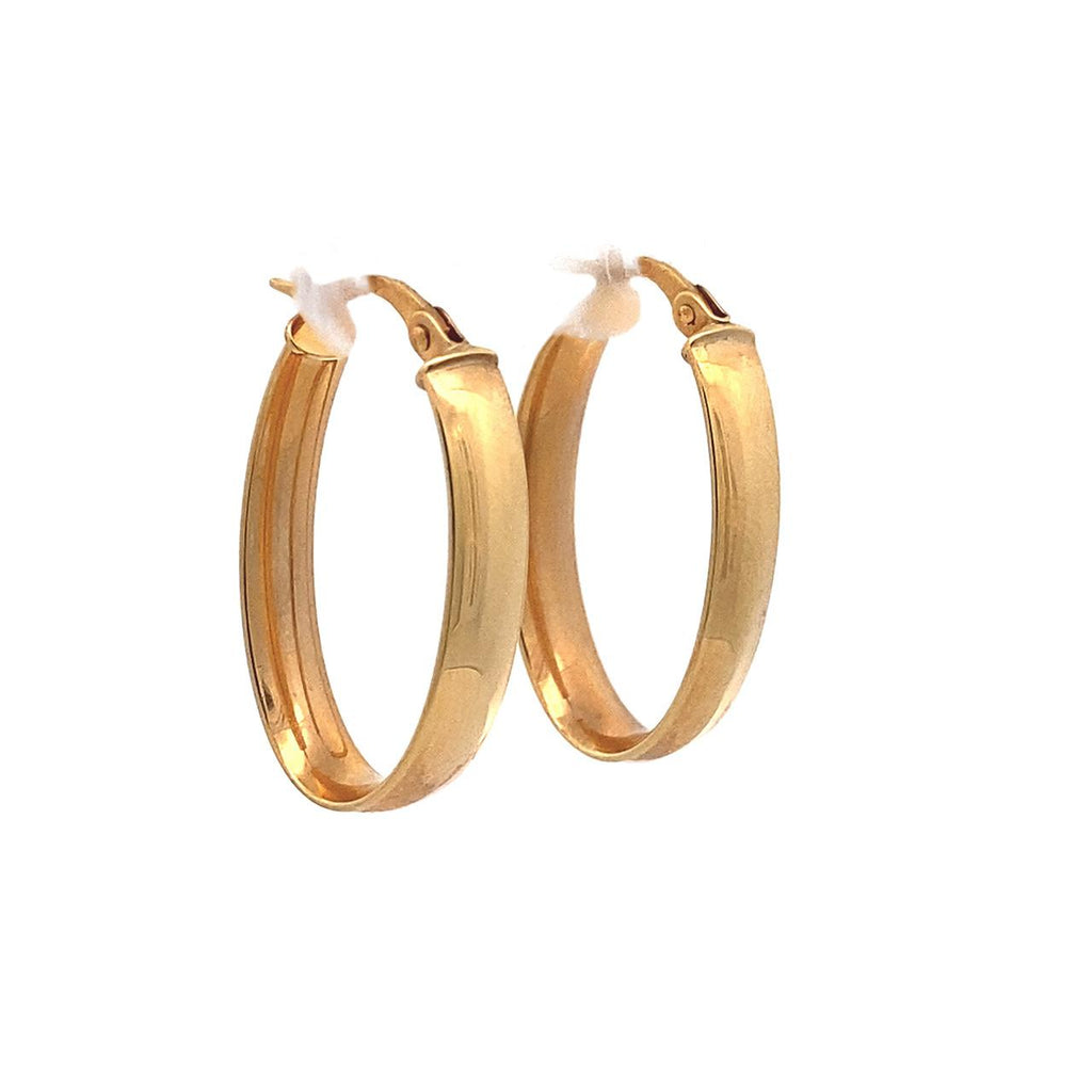  	9ct Yellow Gold Oval Hoop Earrrings