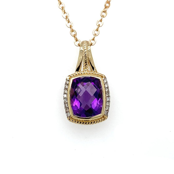 Amethyst And Diamond Enhancer Pendant