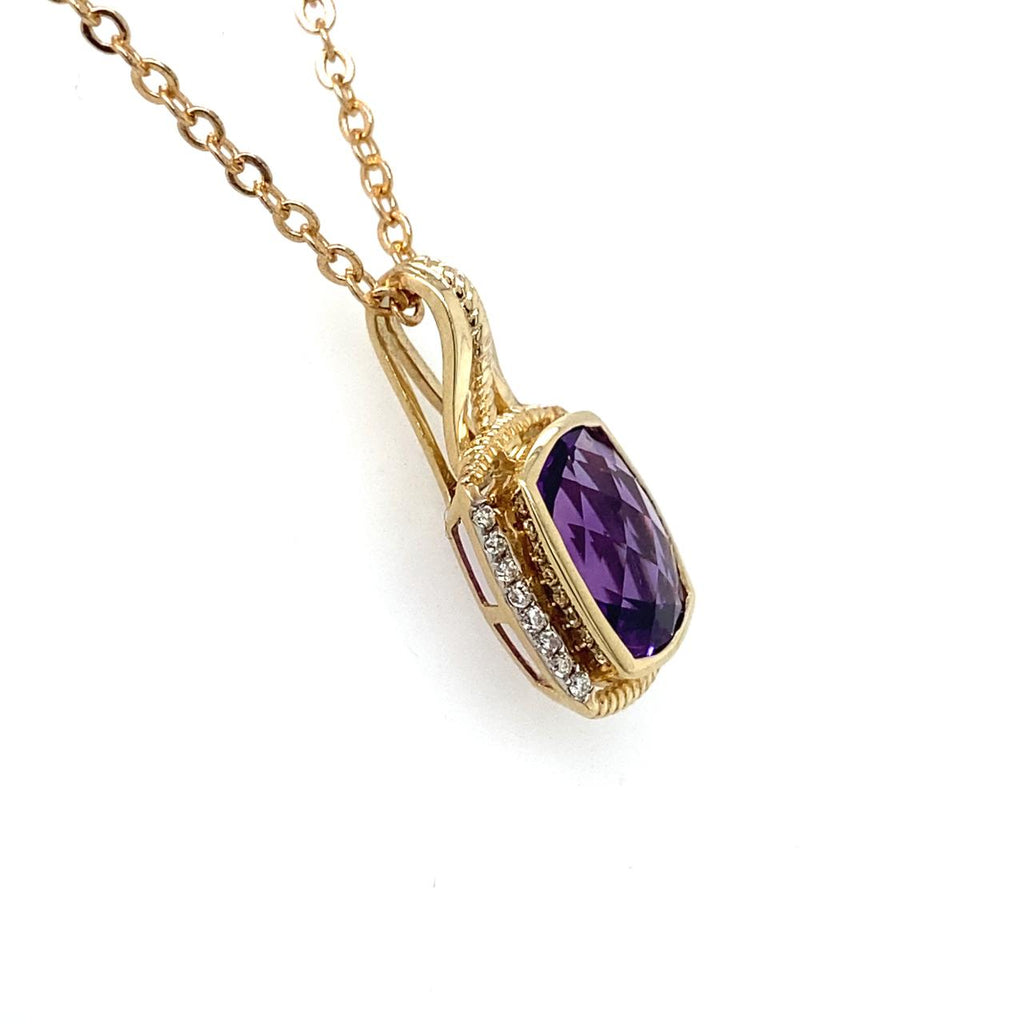 Amethyst And Diamond Enhancer Pendant