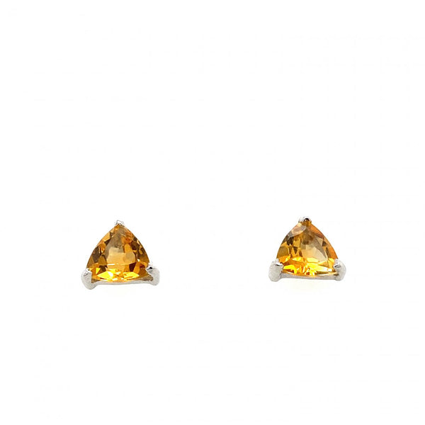 9ct White Gold Citrine Stud Earrings