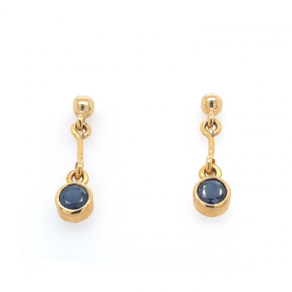 9ct Gold Sapphire Drop Earrings