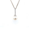9ct White Gold Freshwater Pearl And Diamond Pendant 