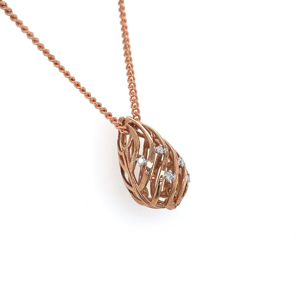 9ct Rose Gold Teardrop Diamond Pendant