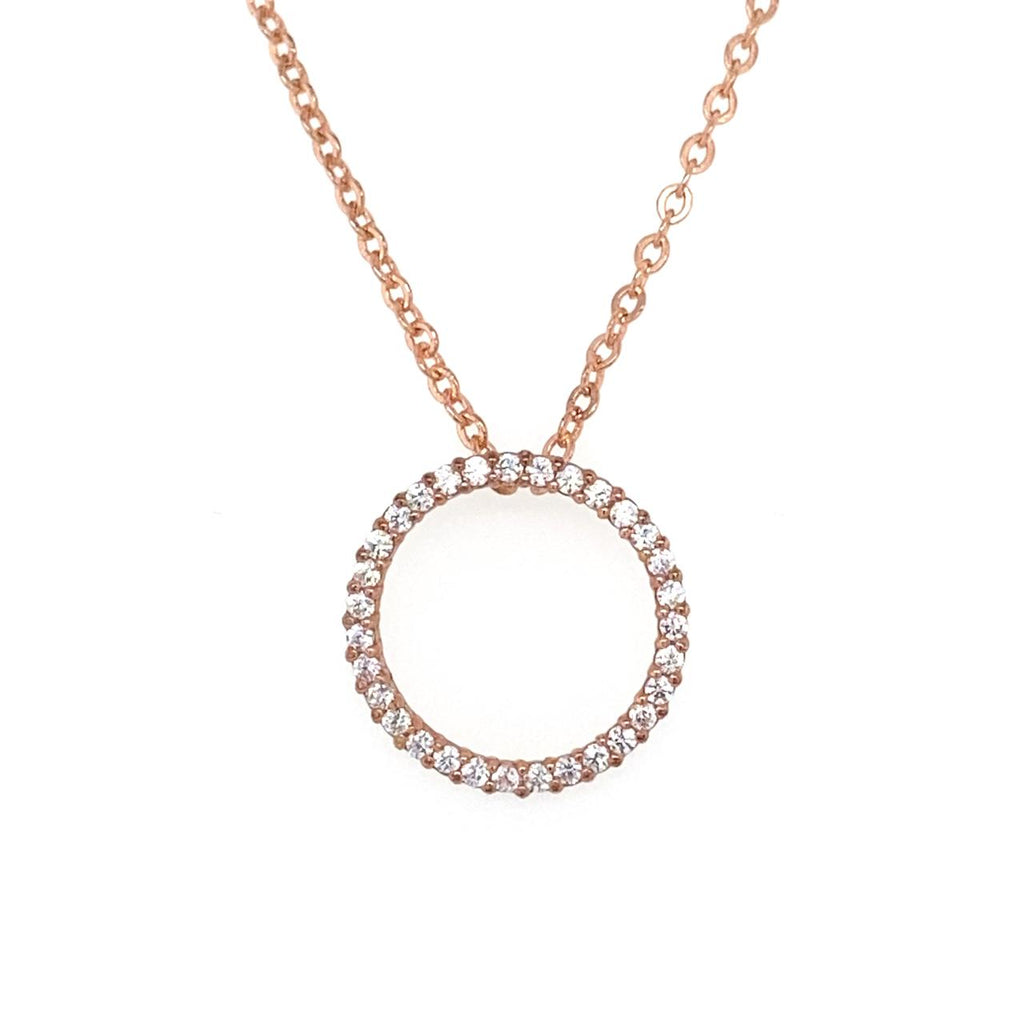 9ct Rose Gold Circular Cubic Zirconia Pendant 