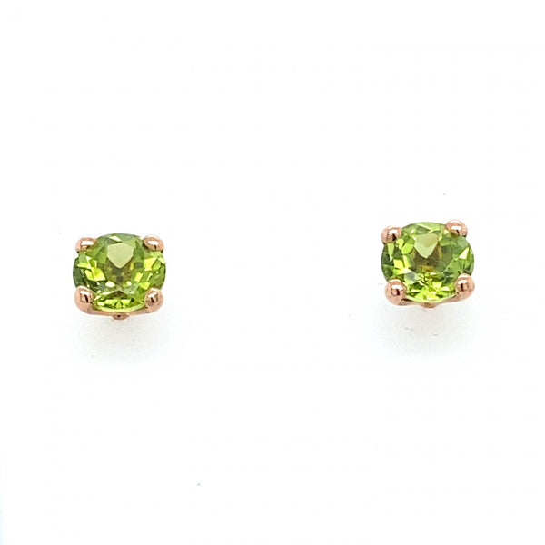 9ct Rose Gold Peridot Stud Earrings