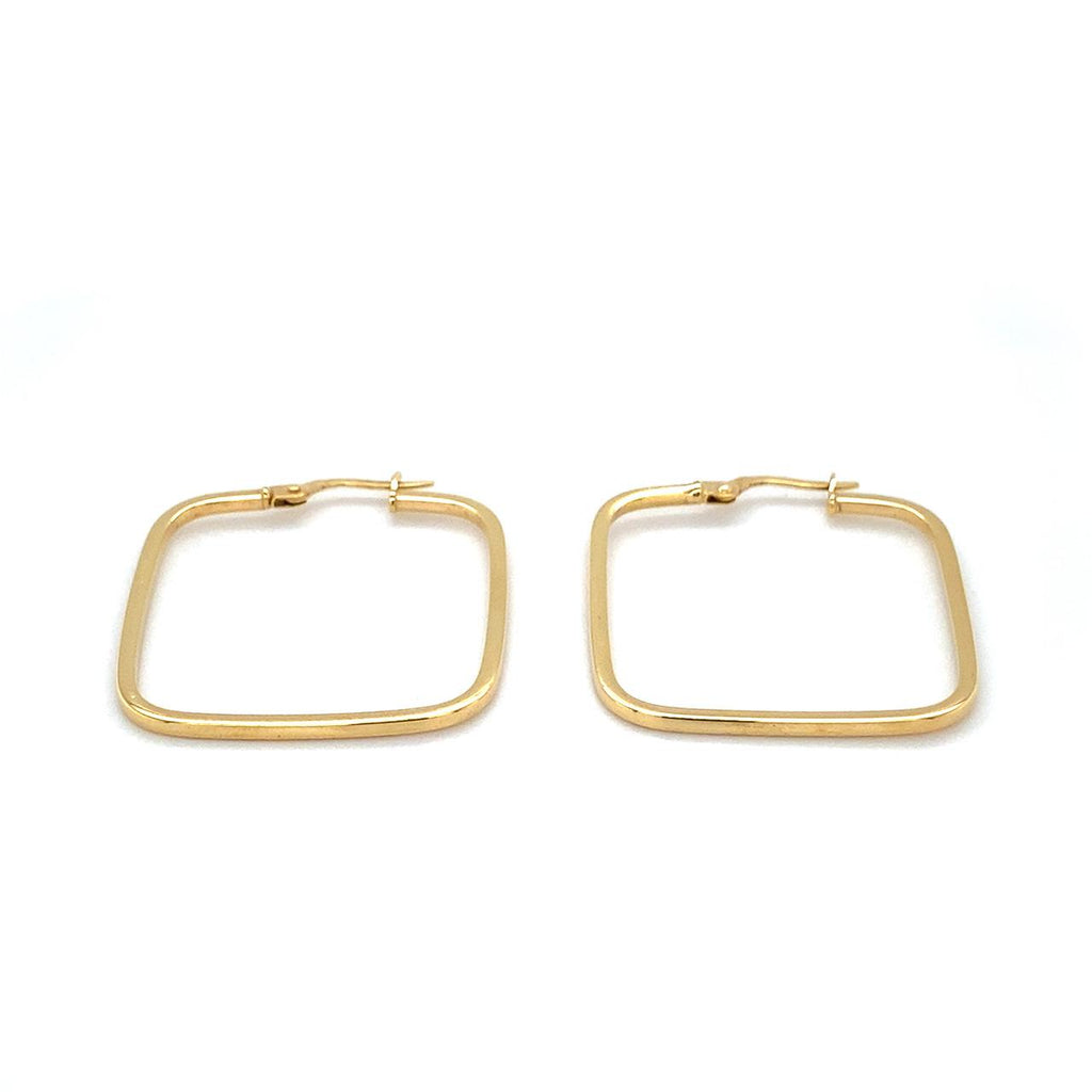  	9ct Yellow Gold Square Hoop Earrings