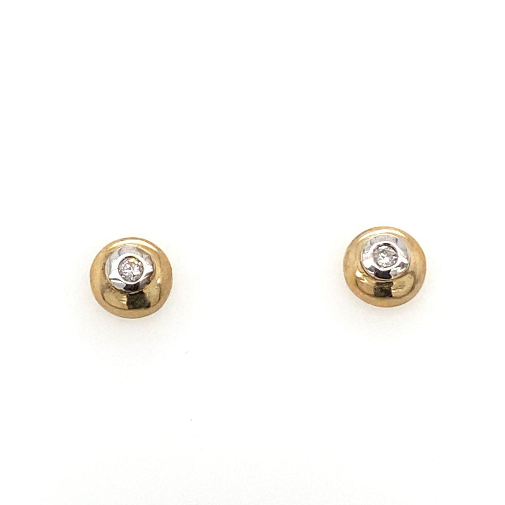 9ct Yellow Gold Diamond Stud Earrings