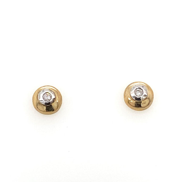 9ct Yellow Gold Diamond Bead Set Earrings 