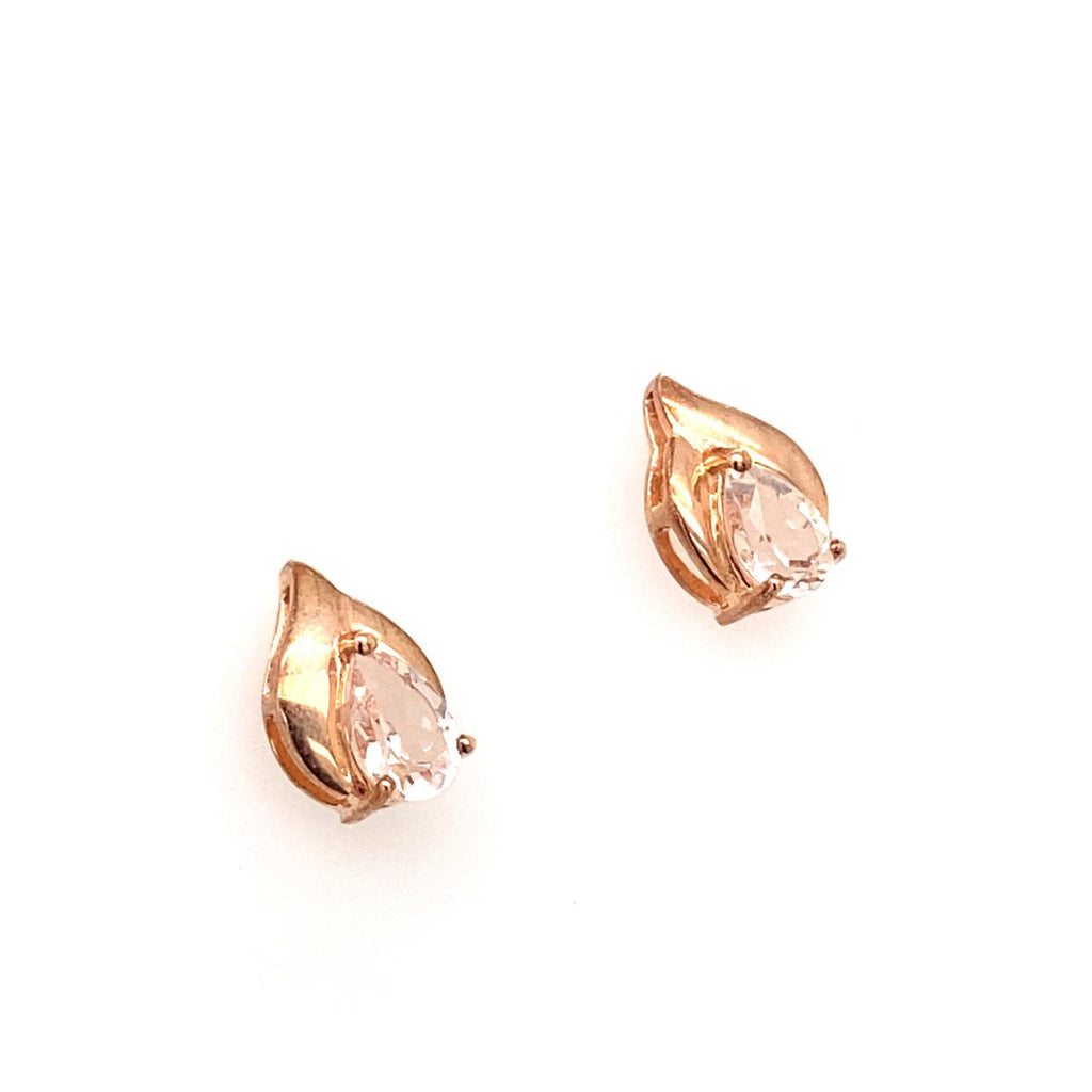 9ct Rose Gold Pear Cut Morganite Stud Earrings 