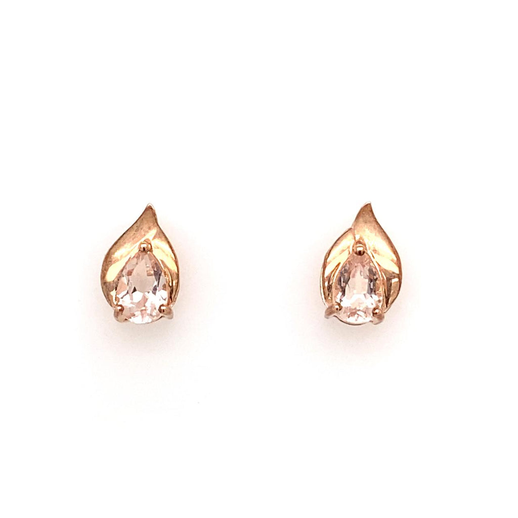 9ct Rose Gold Pear Cut Morganite Stud Earrings 