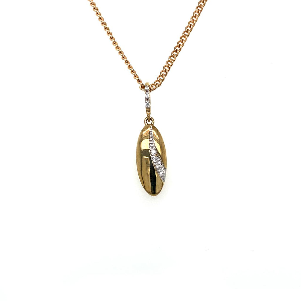 9ct Yellow Gold Oval Diamond Set Pendant 