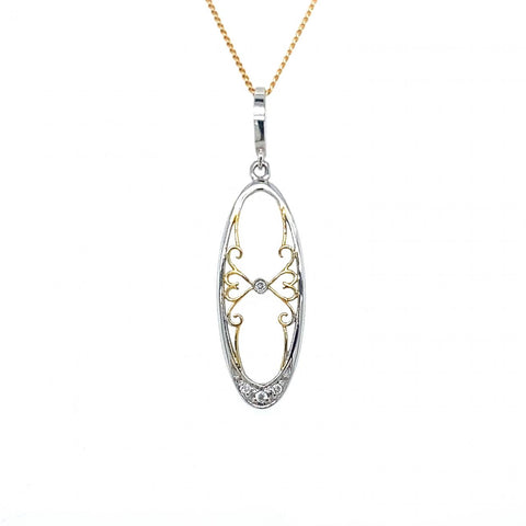 9ct 2tone Diamond Pendant Including Chain