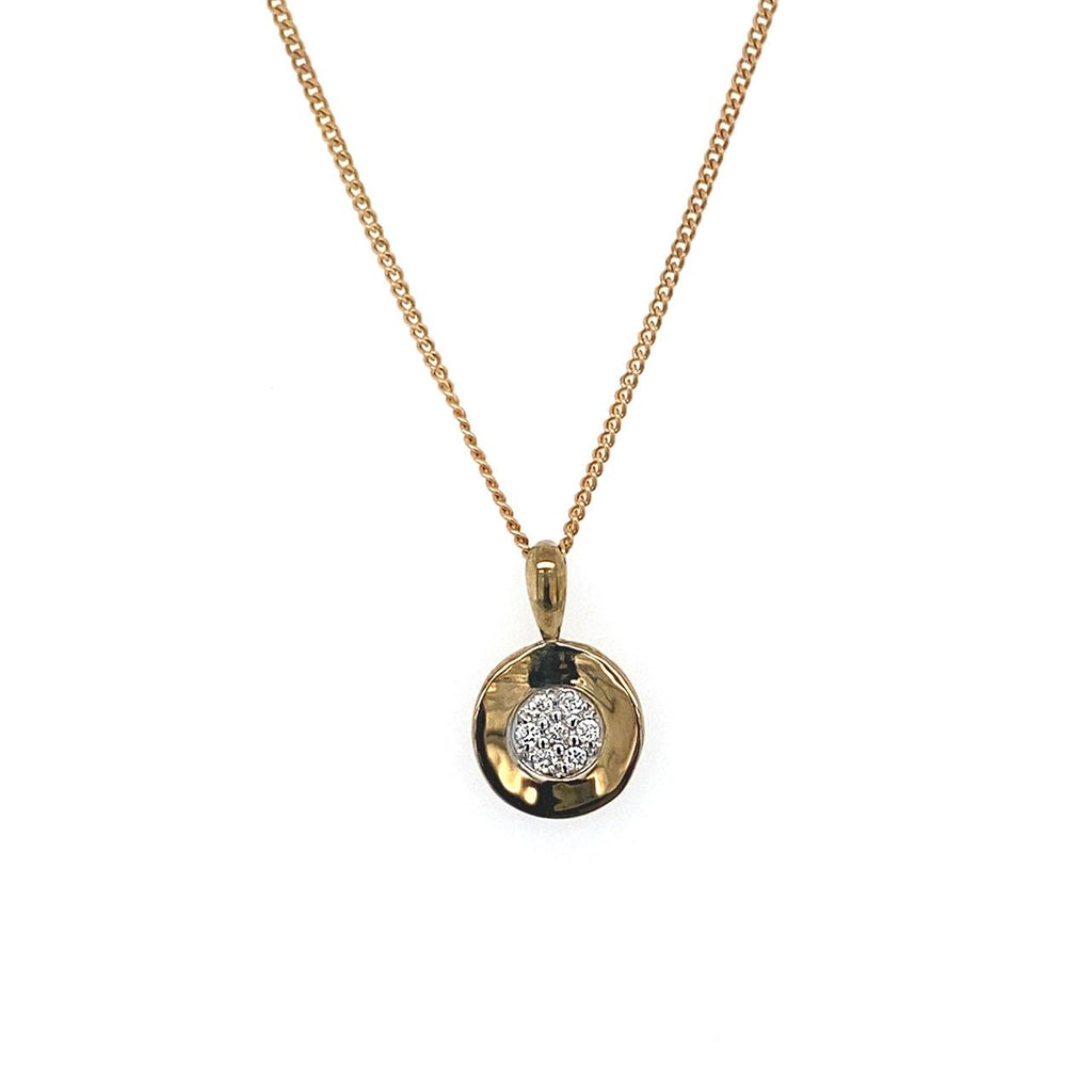 9ct Yellow Gold Round Diamond Pendant