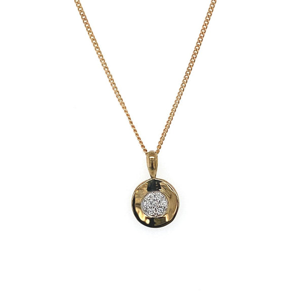 9ct Yellow Gold Round Diamond Pendant