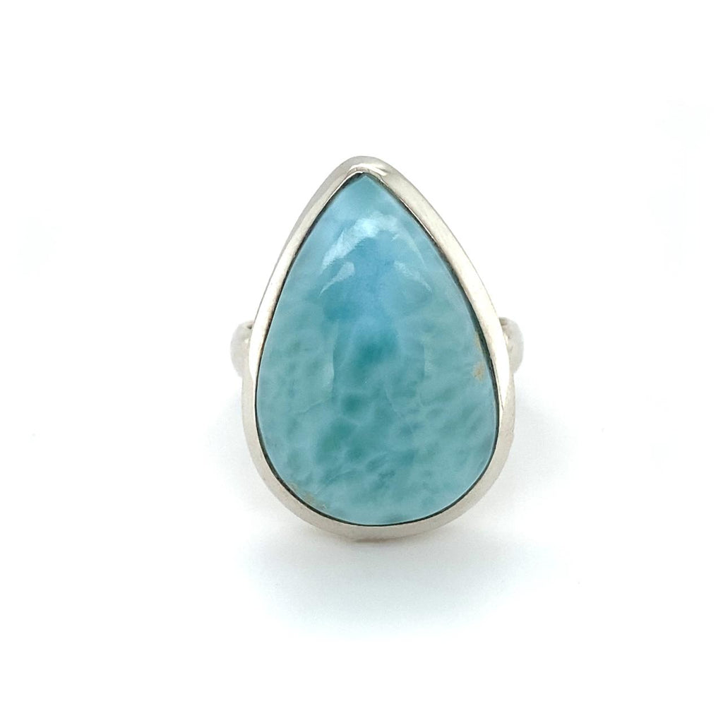 Sterling Silver Teardrop Larimar Ring