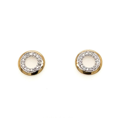  	9ct 2tone Circular Diamond Set Stud Earrings