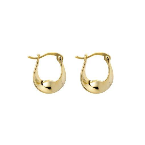 Yellow Gold Plated Twisted Hoop Earrings, 11 x 15mm