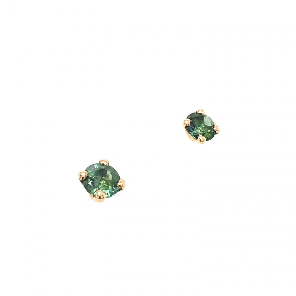 9ct Yellow Gold Green Tourmaline Stud Earrings