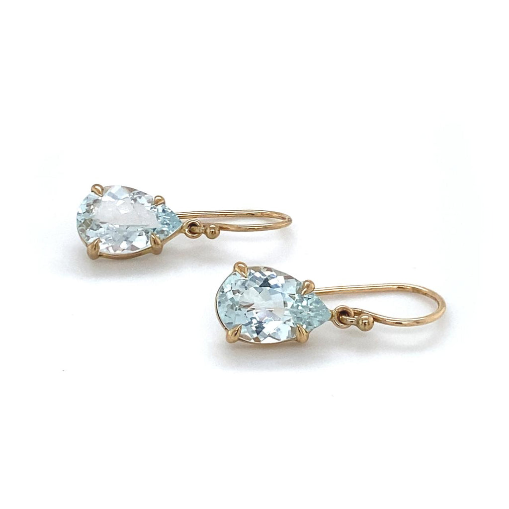 9ct Yellow Gold Untreated Blue Topaz Drop Earrings