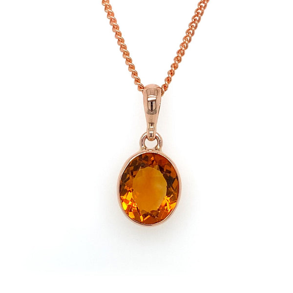 9ct Rose Gold Citrine Pendant