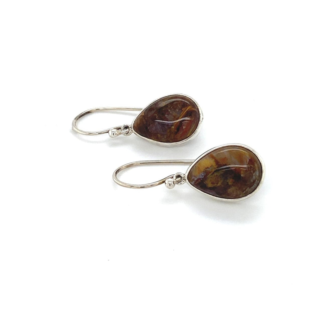 Sterling Silver Teardrop Pietersite Drop Earrings