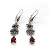 Sterling Silver Antique style Pear Garnet claw set drop Earrings