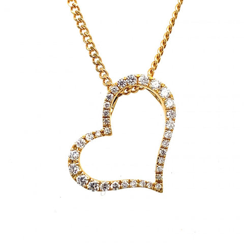 18ct Yellow Gold Diamond Heart Pendant