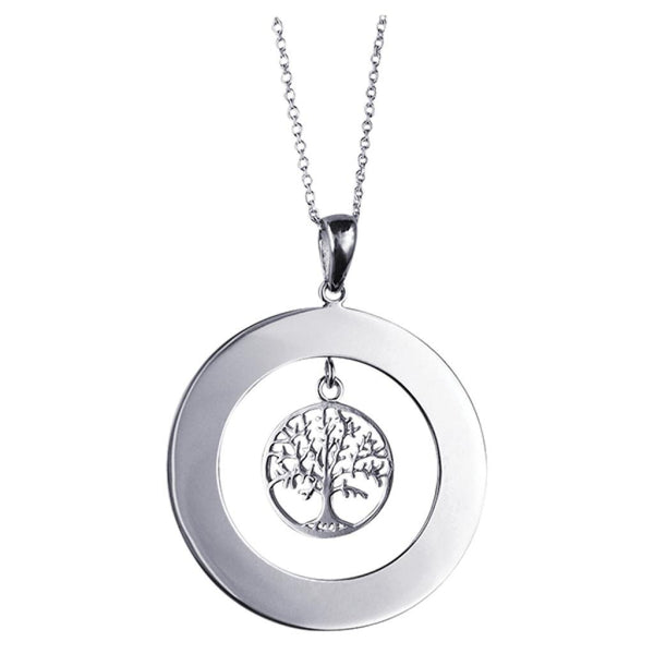 Open Circle Engraving Disc Pendant Tree of Life