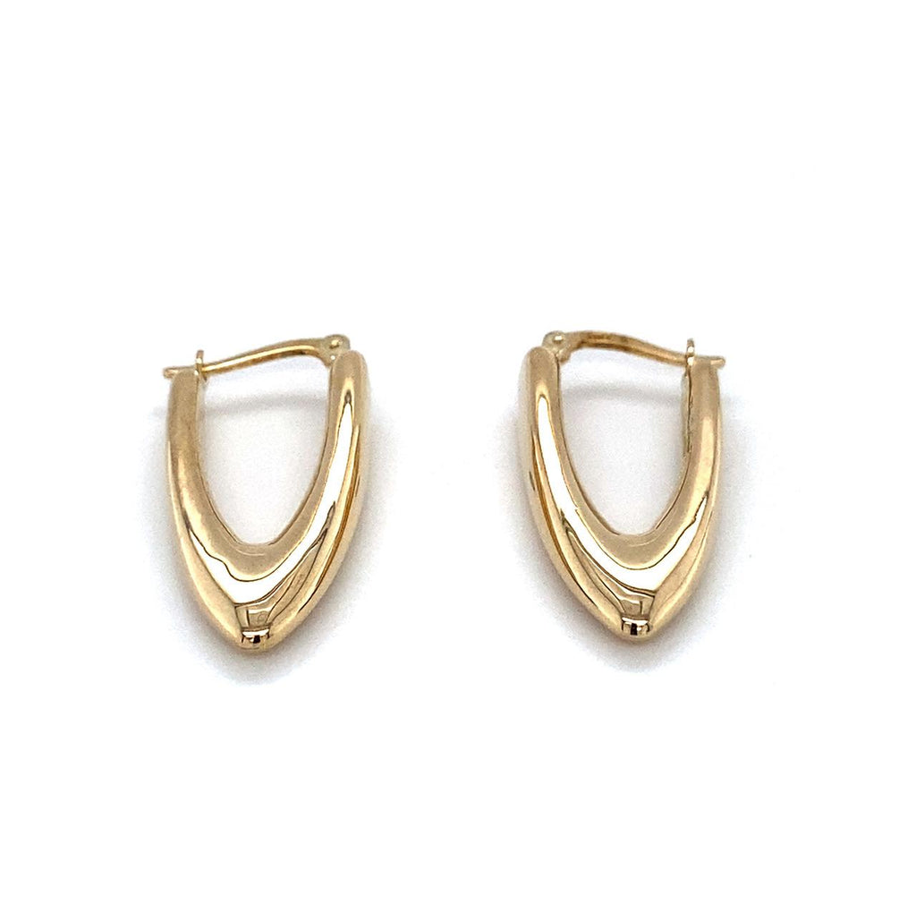 9ct Yellow Gold V Shape Hoop Earrings