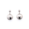9ct White Gold Shiny Button Drop Stud Earrings