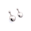9ct White Gold Shiny Button Drop Stud Earrings