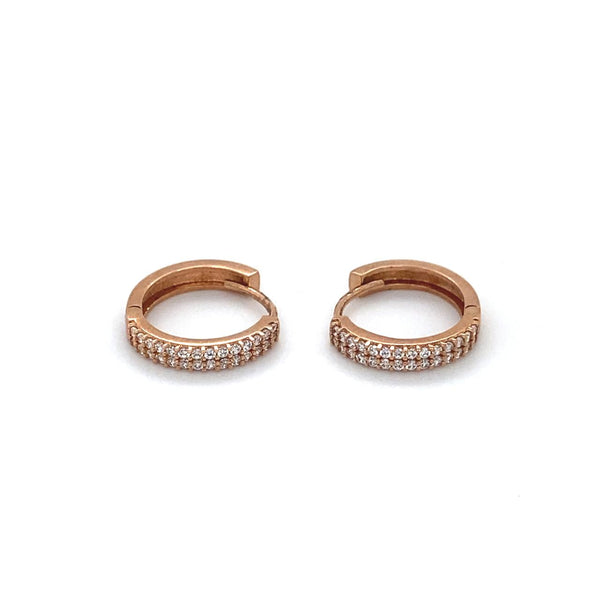  	9ct Rose Gold Cubic Zirconia Huggie Earrings