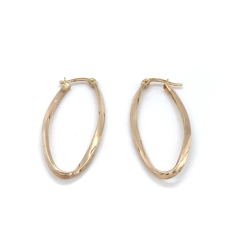 9ct Yellow Gold Curved Oval Hoop Earrings