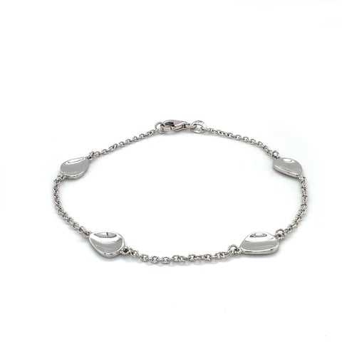 9ct White Gold Trace Bracelet With Concave Discs