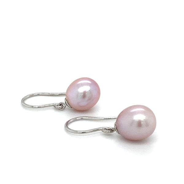 Sterling Silver Pink Drop Freshwater Pearl Shepherds Hook Earrings