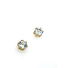 9ct Yellow Gold 6mm round Light Blue Aquamarine claw set stud Earrings