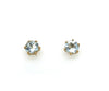 9ct Yellow Gold 6mm round Light Blue Aquamarine claw set stud Earrings