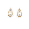  	9ct Yellow Gold Freshwater Pearl And Diamond Stud Earrings