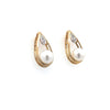  	9ct Yellow Gold Freshwater Pearl And Diamond Stud Earrings