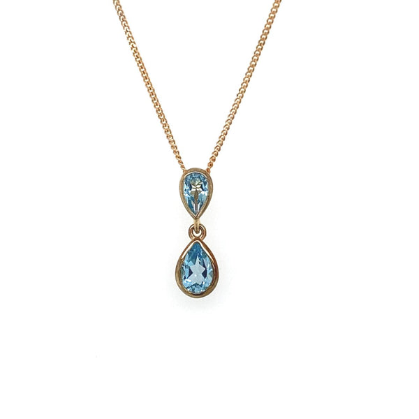 9ct Yellow Gold Blue Topaz Pendant