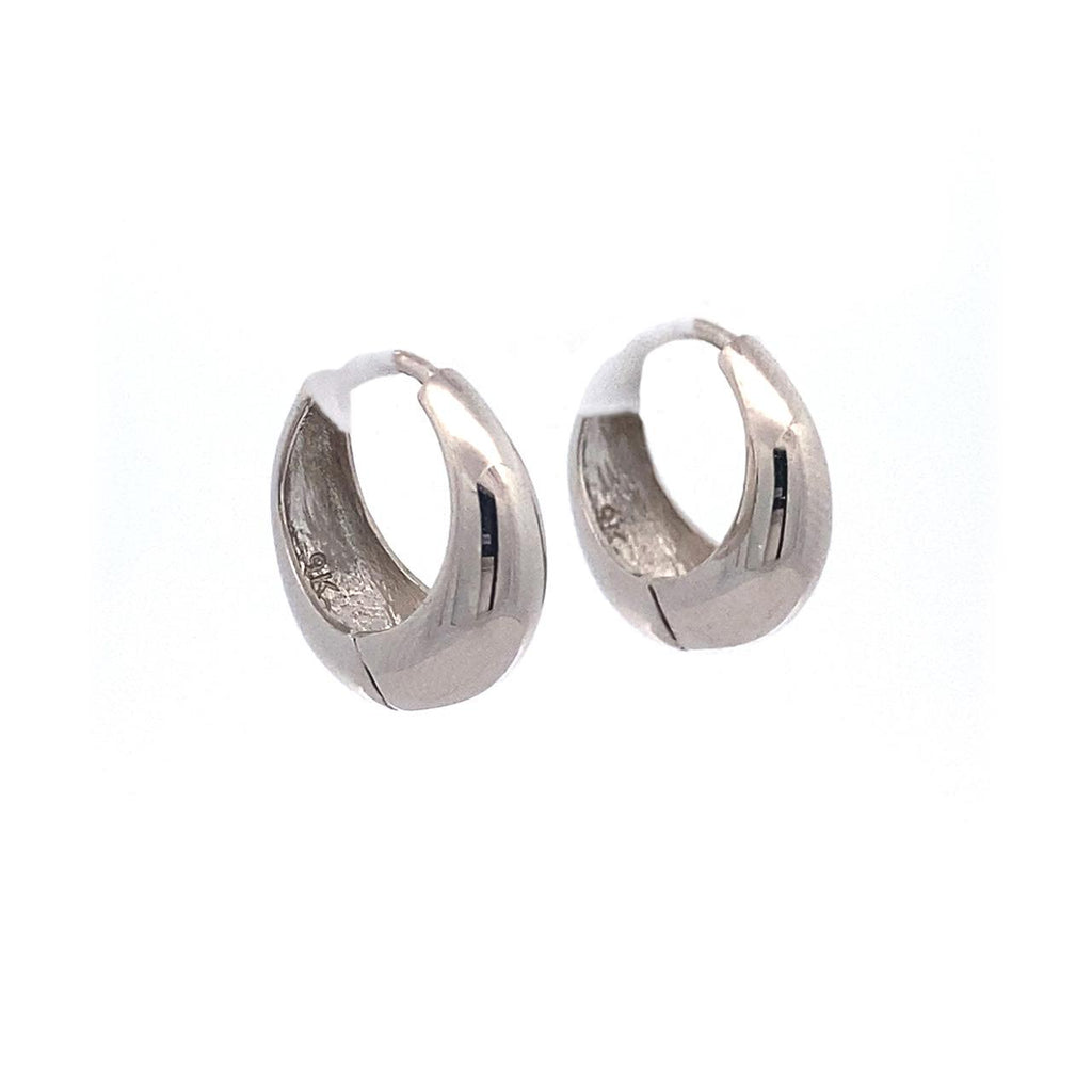 9ct White Gold Tapered Huggie Earrings
