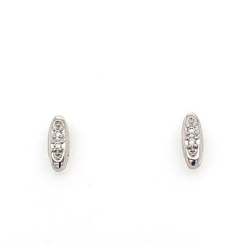 9ct White Gold 2 x Diamond Bead Set Stud Earring