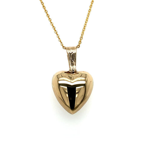 9ct Yellow Gold Puff Heart Pendant