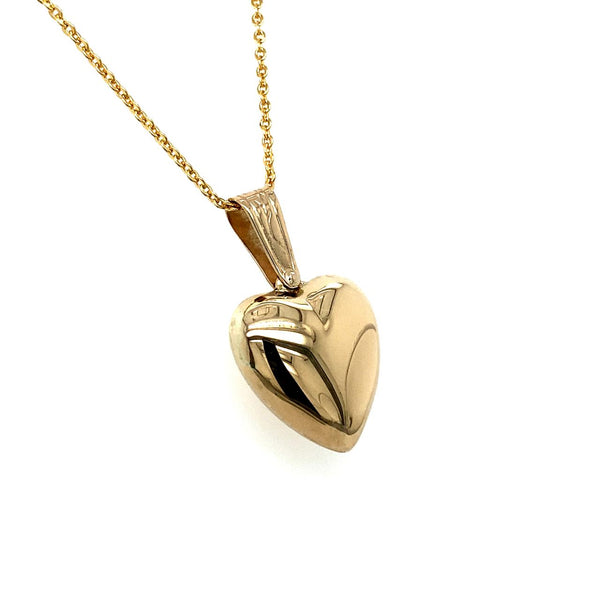 9ct Yellow Gold Puff Heart Pendant