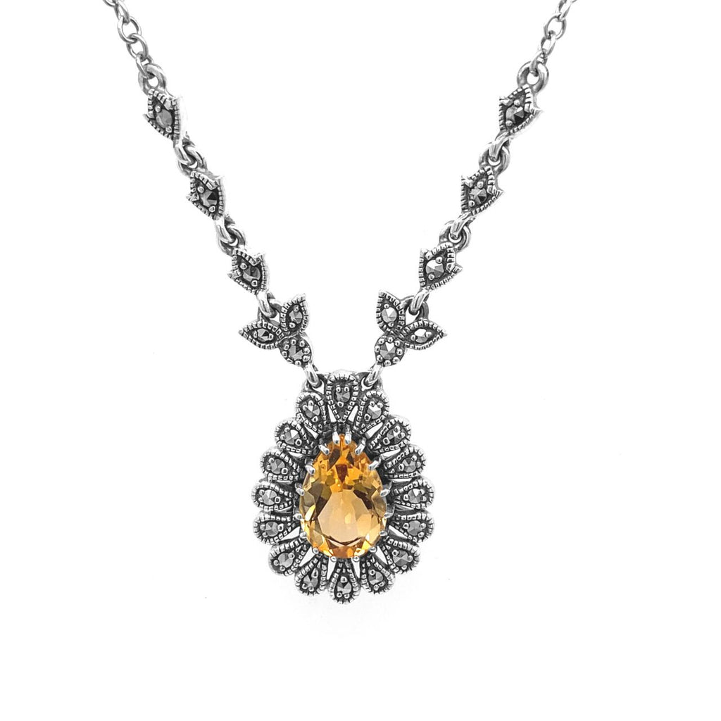 Silver Citrine and Marcasite Necklet