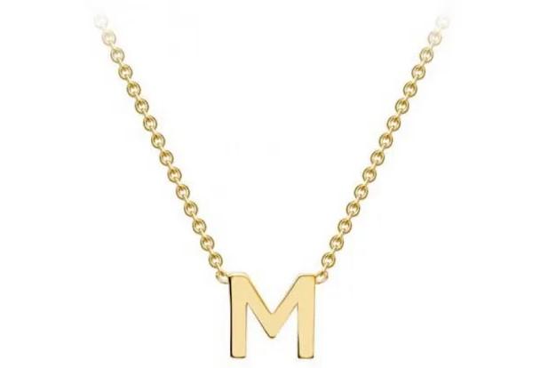 9ct yellow gold delicate initial M Necklace 